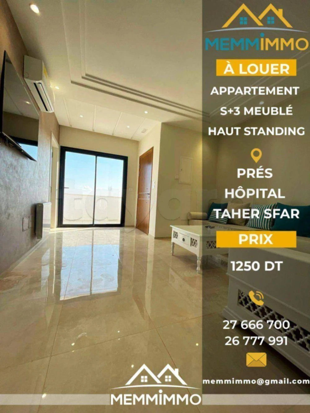 🏡 À louer: Appartement S+3 meublé de haut standing - Mahdia 🏡, photo 1